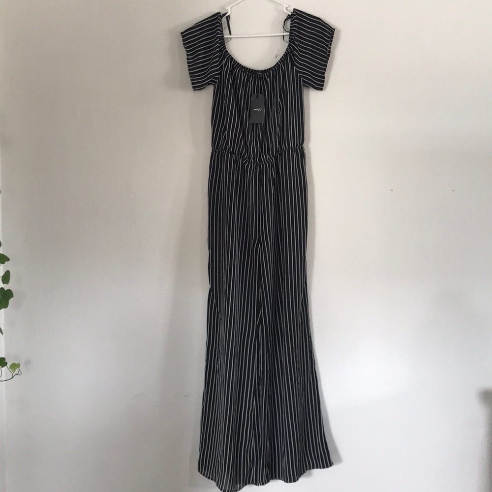 Black and white striped jumpsuit